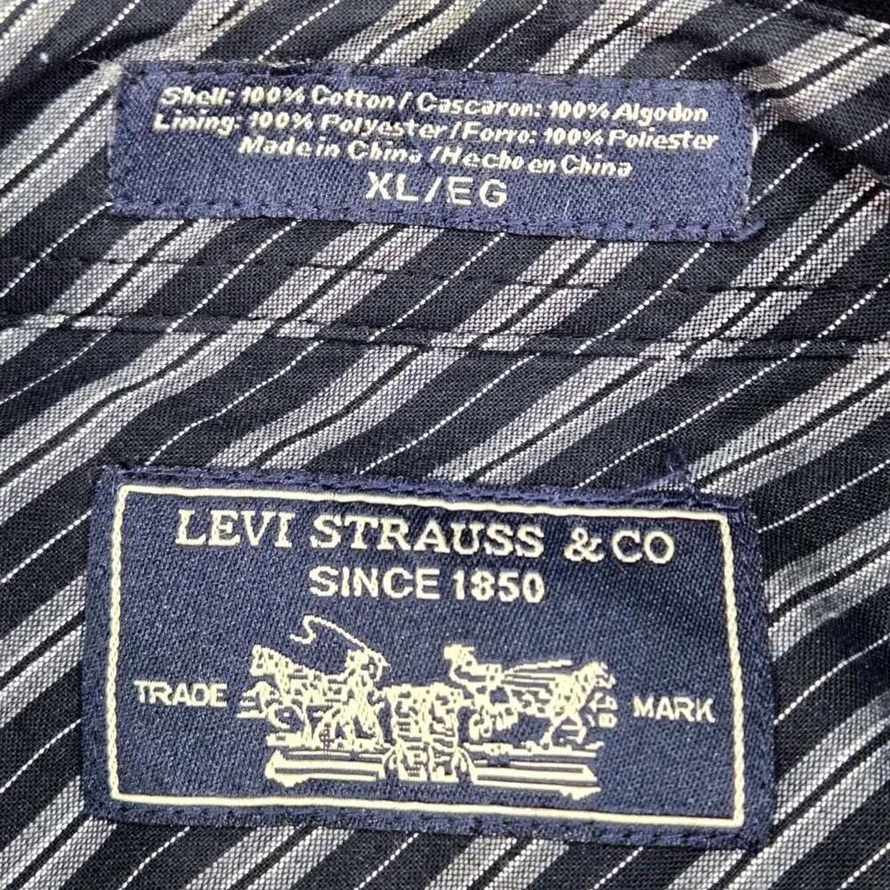Levis‎ Mens XL Black Lined Shirt Jacket Heavyweight Canvas Shacket Utility Coat